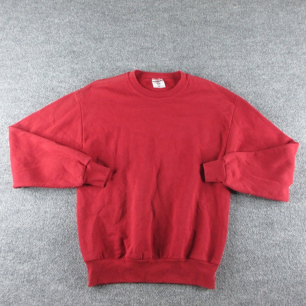 Vintage Jerzees Sweatshirt Mens M Red Fleece Crew Neck Pullover Made USA 90s